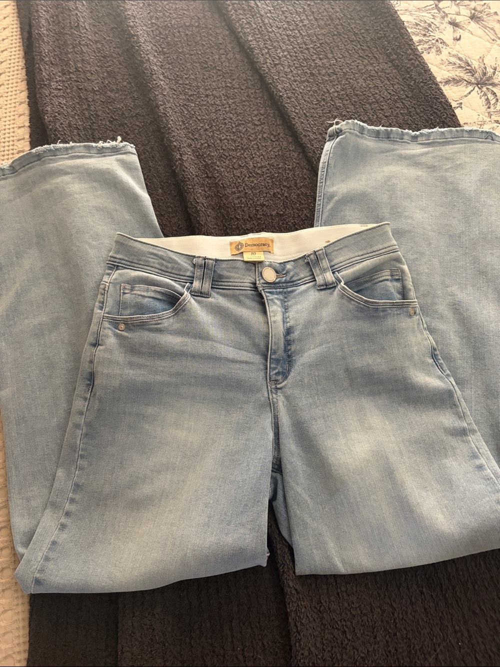 Democracy Light Blue Flared Wide-Leg Jeans